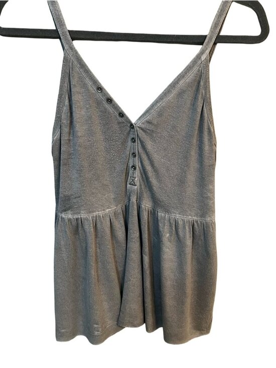 Tops - Grey Tank Top Fitted Ribbed Basic Everyday Casual